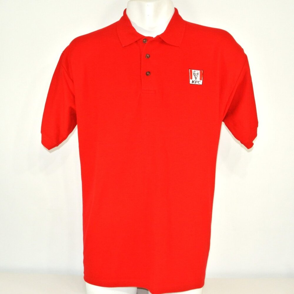 KFC Kentucky Fried Chicken Bucket Red Polo Shirt Employee Uniform NEW Size Large